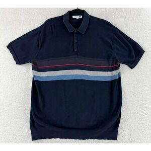 Uniqlo x JW Anderson Polo Shirt Mens Large Blue Stripe Short Sleeve Cotton Knit